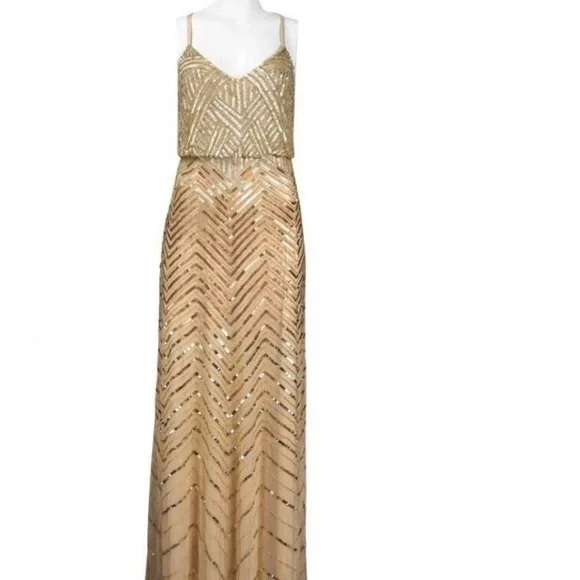 white and gold chevron dress Sparkly Gold Sequin Custom Ankle Length Ball Gown Flower Girl Dress main image 1